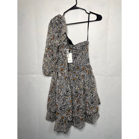 NEW Express X Rachel Zoe Butterfly One Shoulder Dress SIze XS Black White - Picture 1 of 10